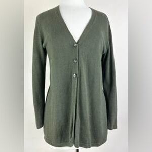 J.Jill Women's Olive 3-Button Knit Cardigan Sweater